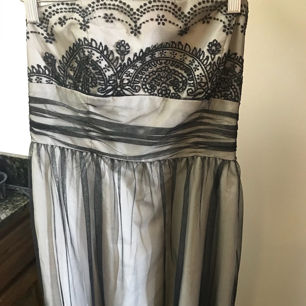 David’s Bridal Jeweled and Mesh Strapless Dress